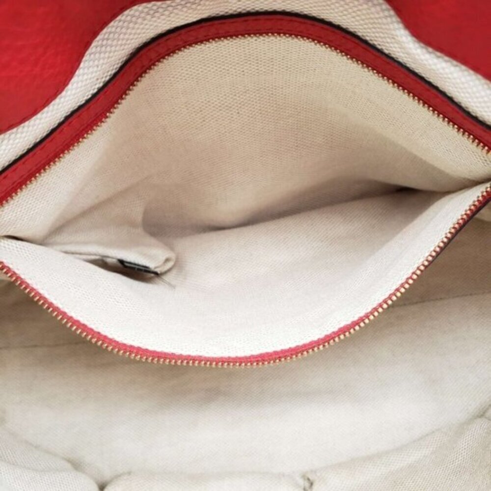 Authentic Gucci Soho Leather Tote Bag Red Shoulder Luxury Designer Bag - Picture 12 of 15